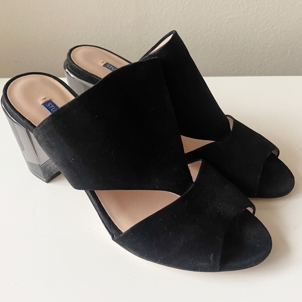STUART WEITZMAN slip on heels size 8.5 Black - Picture 3 of 10